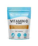 Vitamin C & Zinc 1200mcg Tablets | High Strength Immune Support | Made in UK | Vegan Formula | 120 Count - Buy Online on GoSupps.com