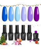 Beetles Blue Purple Gel Nail Polish Set - 6 Pcs Aquamarine Mermaid Gel Polish | Soak Off UV LED, Base & Top Coat | Salon Quality Starter Kit | Mother's Day Gifts - Buy Online on GoSupps.com
