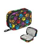 Travel Pill Organizer | Small 7 Day Pill Box | Weekly Vitamin Medicine Holder | Cute Colorful Paw Print Design - Buy Online on GoSupps.com