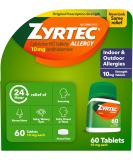 Zyrtec 24 Hour Allergy Relief Tablets 10 mg Cetirizine HCl Antihistamine Medicine 60 Count - Buy Online on GoSupps.com