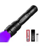 ULTRAFIRE UV LED Torch 395-405nm Blacklight Zoomable Ultraviolet Flashlight with 2600mAh Rechargeable Battery and Charger Mini UV Light for Curing UV Glue Pet Urine Stains - Buy Online on GoSupps.com
