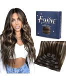Fshine 35cm Brown to Blonde Ombre Clip In Hair Extensions - Real Human Hair 7pcs 120g Balayage #2/60/2 - Buy Online on GoSupps.com