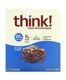 ThinkThin Protein Bars Brownie Crunch - 10 Pack 2.1 oz | Low Sugar High Protein Gluten-Free Snack - Buy Online for International Shipping - Buy Online on GoSupps.com