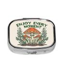 Magic Mushrooms Pill Box - 2 Compartment Mini Medicine Organizer | Portable Metal Storage for Vitamins & Medications - Buy Online on GoSupps.com