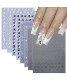 8 Sheets Retro English Letters Nail Stickers | 3D Self-Adhesive Nail Decals for DIY Manicure | Black White Gold & Silver Designs | Perfect for Women - Buy Online on GoSupps.com
