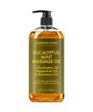 MAJESTIC PURE Eucalyptus Mint Massage Oil - Invigorating, Refreshing, and Relaxing - Therapeutic Massage, Made with Natural Oils - for All Skin Types - Men and Women - Made in USA - 8 fl oz - Buy Online on GoSupps.com