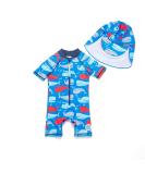 BONVERANO Baby Boys Swimsuit | Toddler Short-Sleeve Zipper Bathing Suit | UPF 50+ Sun Protection | Colorful Whale Design | 12-18 Months - Buy Online on GoSupps.com