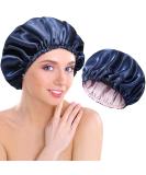 Welrog Adjustable Satin Hair Hood for Women - Reversible Silk Bonnet Sleep Cap in Blue & Pink | Perfect for Nighttime Hair Care - Buy Online on GoSupps.com