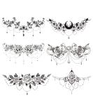 6 Sheets Waterproof Rose Flower Temporary Tattoos for Women - Sexy Underboob & Waist Tattoos, Black Jewelry Bowknot Design - Long Lasting Body Art Stickers - Buy Online on GoSupps.com