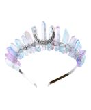 AWAYTR Raw Crystal Quartz Crown Rhinestone Tiara Headband - Watercolor Mermaid Headpiece for Women, Perfect for Weddings & Parties - Buy Online on GoSupps.com
