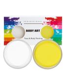 Professional Mardi Gras Makeup Set - Waterproof 30g x 2 Colors for Carnival & Halloween | White & Yellow - Buy Online on GoSupps.com