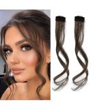 REECHO Long Side Air Bangs Wavy Curly Clip in Curtain Bangs - Dark Brown 12 Inch - 2 PCS Set - Buy Online on GoSupps.com