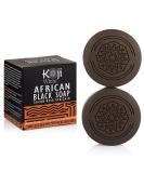 Koji White African Black Soap Bar - Exfoliating & Brightening Face & Body Wash with Shea Butter Kojic Acid & Aloe Vera - Vegan & Paraben-Free (2 Bars - Buy Online on GoSupps.com