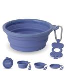 Bonza Foldable Food Bowl - 750ml Medium Size with Carabiner & Water Bottle Holder | Stable Reinforced Edge | Evergreen Periwinkle - Buy Online on GoSupps.com