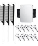 10-Piece Hair Parting Ring & 3-Piece Steel Rat Tail Comb Set - Magnetic Wrist Pin Hair Parting Tool for Braiding (Black & Silver) - Buy Online on GoSupps.com