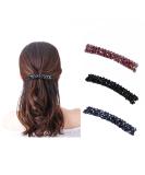 3 Pcs Crystal Hair Clips for Women - Elegant Rectangular French Automatic Hair Accessories for Thin & Thick Hair - Buy Online on GoSupps.com