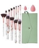 Start Makers 12Pcs Marble Makeup Brushes Set with Beauty Blender and Pouch - Gold - Buy Online on GoSupps.com