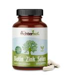 Biotin-Zink-Selen complex 120 capsules |With zinc from guaves extract selenium from mustard seed extract vitamin C and nettle seed powder |High dose 10 000 MCG Biotin |100% vegan |From the Achterhof - Buy Online on GoSupps.com