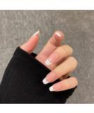 24pcs Long Coffin Ballerina False Nails with Glue - Full Cover Press on Manicure for Women - Nude French White Fake Nails - Buy Online on GoSupps.com