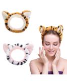 OSOPLAY Tiger Print Fuzzy Hairband Set - 2 PCS Women's Animal Ear Elastic Headband for Skincare and Spa - Buy Online on GoSupps.com