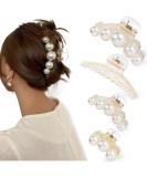 Mehayi 4 pieces large pearl hair clips for women and girls hair clip for thick thin hair fashionable hair accessories headgear styling tools for party wedding type A - Buy Online on GoSupps.com