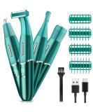 Womens Electric Razor 4-in-1 Personal Shaver Set for Wet/Dry Use - Cordless Body Hair Removal for Face, Legs, Underarms - Green - Buy Online on GoSupps.com
