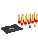 Hey! Play! Lawn Bowling Game/Skittle Ball Set - Indoor & Outdoor Fun for Toddlers, Kids & Adults - 10 Wooden Pins, 2 Balls & Mesh Bag (11 Inch) - Buy Online on GoSupps.com