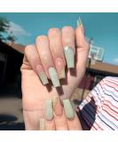 Luvadeyo 24pcs Ballerina Press on Nails Coffin Long Fake Nails Acrylic Full Cover Luxury Green False Nails for Women and Girls A-Green - Buy Online on GoSupps.com