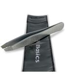 Zizzili Basics Tweezers - Surgical Grade Stainless Steel - Slant Tip for Expert Eyebrow Shaping and Facial Hair Removal - with Bonus Protective Pouch - Best Tweezer for Men and Women Silver - Buy Online on GoSupps.com