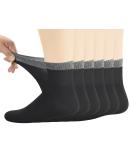 Yomandamor Men's Bamboo Diabetic Ankle Socks - 6 Pairs, L Size 10-13, Black/Grey, Non-Binding Top & Seamless Toe - Buy Online on GoSupps.com