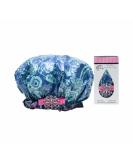 Dry Divas Designer Shower Cap - Washable & Reusable - Large Bouffant w/ Vintage Jeweled Brooch (Blu-tiful) - Buy Online on GoSupps.com