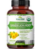Zazzee USDA Organic Dandelion Root 10:1 Extract - 3000mg Strength 120 Vegetarian Capsules Non-GMO All-Natural 4 Month Supply - Buy Online on GoSupps.com