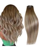 Runature Real Hair Brown Balayage Ombre Extensions | 35cm & 70g | Premium Quality Dark Brown & Blonde Sew-In Wefts - Buy Online on GoSupps.com