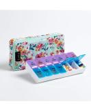 Weekly Pill Organizer 2x Daily - Zumd 7 Day Travel Case with Quilted Zipper Cute Floral Design for Vitamins & Medications - Buy Online on GoSupps.com