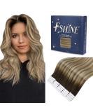 FSHINE Real Hair Tape In Extensions 30cm - 30g Dark Brown Medium Brown & Blonde Balayage - 20 Pieces Invisible #3/8/2 #3/8/22 - Buy Online on GoSupps.com