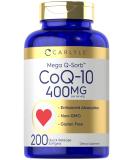 Carlyle CoQ10 400mg Softgels - 200 Count | Non-GMO Gluten-Free | High Absorption Dietary Supplement - Buy Online on GoSupps.com