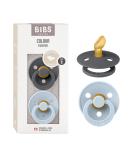 BIBS COLOUR Anatomical Silicone Pacifier 2 Pack - BPA-Free Jaw-Friendly Natural Rubber Made in Denmark for 0-6 Months - Iron & Baby Blue - Buy Online on GoSupps.com