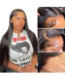 24 Inch Brazilian Virgin Straight Lace Front Wig | 180 Density HD Transparent Lace Frontal | Natural Color Human Hair Wig with Baby Hairline - Women's Glueless Wig - Buy Online on GoSupps.com