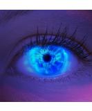 Colored UV contact lenses 1 pair of blue Ice Blue Black Light Glow Neon color lenses.Annual lenses Top quality for Halloween Mardi Gras Fastnacht Carnival including contact lens containers - without strength - Buy Online on GoSupps.com