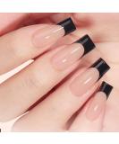 24PCS Black French False Nails | Medium Square Full Cover Press on Nails with Jelly Glue | Fake Nails for Women & Girls - Buy Online on GoSupps.com