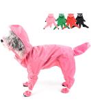 Zunea Waterproof Dog Raincoat with Legs for Small Dogs Puppy Hooded Rain Poncho Jumpsuit with Rain Boots Four-legged Slicker Rainwear with Hood Pet Rain Coat Rain Jacket Rain Gear Pink S S pink - Buy Online on GoSupps.com