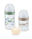 Nuk Nature Start Set - 2 Temperature Control Bottles (150ml & 260ml) + Pacifier for 0-6 Months - Multi-Colored - Buy Online on GoSupps.com