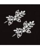 Uongeod Rhinestone Bridal Hair Clips(2PCS) Leaf Wedding Hairpin Bride Pearl Crystal Hair Clips Gold Rhinestone Barrette (Silver) - Buy Online on GoSupps.com