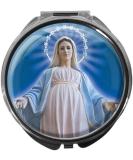 Shop Round Metal Pill Box with Mirror - 3 Compartments Virgin Mary Design | International Shipping Available - Buy Online on GoSupps.com
