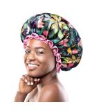Mikimini Large shower hood for women with long hair rainforest bath shower hood with pink lace reusable waterproof shower hood for girls XL (1 piece) rainforest - Buy Online on GoSupps.com