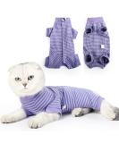 HEYWEAN Cat Recovery Suit Cat Vest Bodysuit After Surgery Stripes Long Sleeve Cat Onesies for Cats Kitten Medical Care Cone Collar Alternatives Pet Surgical Shirt Cat Clothing Pajama Suit M Purple Stripes - Buy Online on GoSupps.com