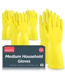 SOL 4 Pairs Household Rubber Gloves Medium | Yellow Medium Gloves | Washing Up Gloves Medium | Non Slip Cleaning Gloves | Bathroom and Kitchen Gloves | Dishwashing Gloves | Heavy Duty Rubber Gloves - Buy Online on GoSupps.com