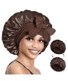 Bonnet Queen Satin Silk Sleeping Cap - Adjustable Night Hair Care for Curly & Long Hair - Breathable Protective Hood in Chocolate - Buy Online on GoSupps.com