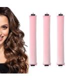 3PCS Heatless Hair Curlers - Overnight Curler Roller for Long Medium Hair - No Heat, Big Waves & Soft Velvet Flexi Rods - Pink - Buy Online on GoSupps.com