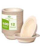 Greensight 12oz Compostable Paper Bowls - 100 Pack | Eco-Friendly Disposable Bowls for Salad, Dessert, Ice Cream, and Hot Soup - Buy Online on GoSupps.com
